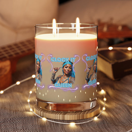 Scented Candle — "Clock It, Queen" 11oz Glass Candle