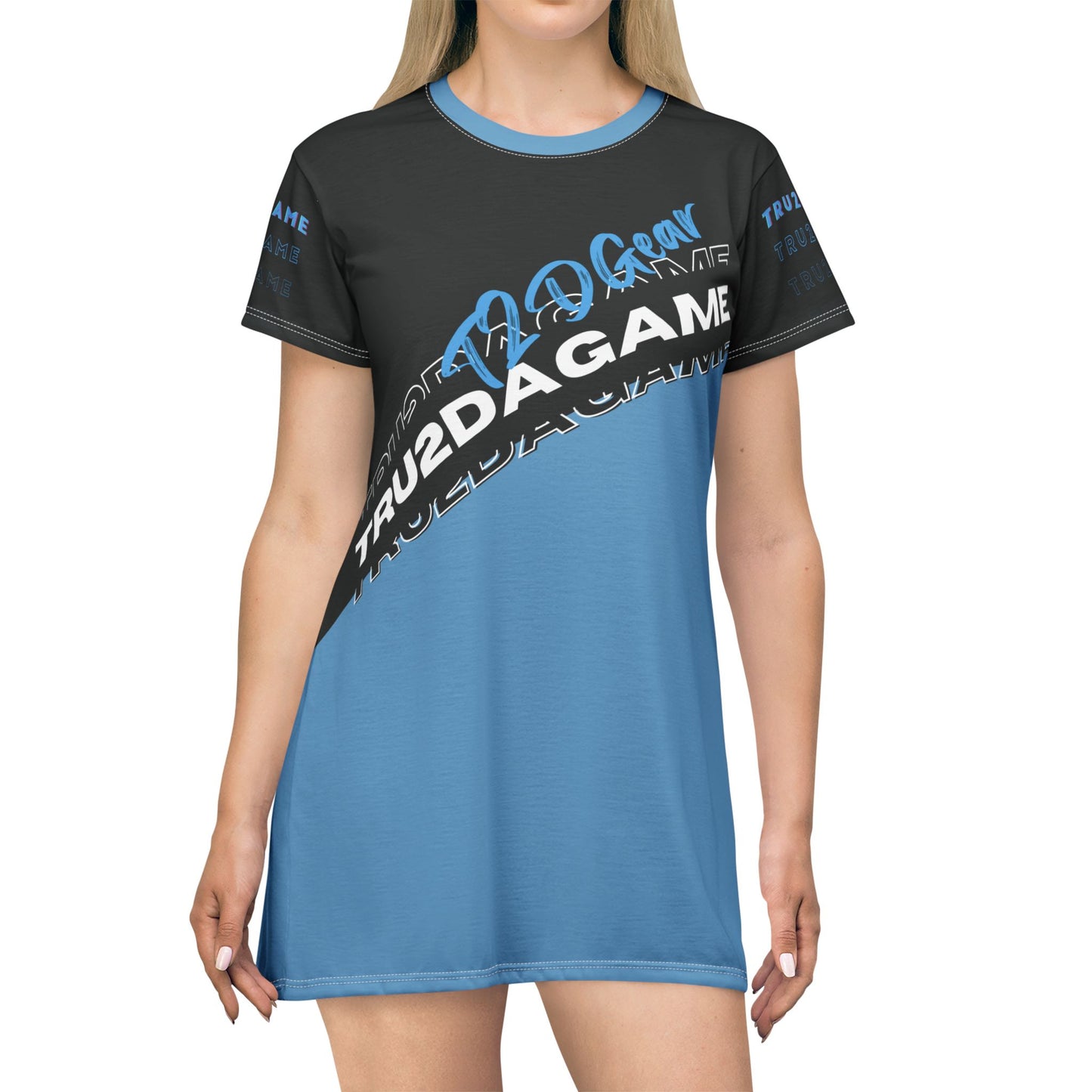 Tru2DaGame(T2DGear) Logo AOP T‑Shirt Dress