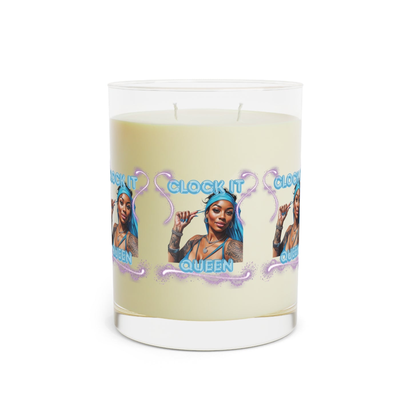 Scented Candle — "Clock It, Queen" 11oz Glass Candle