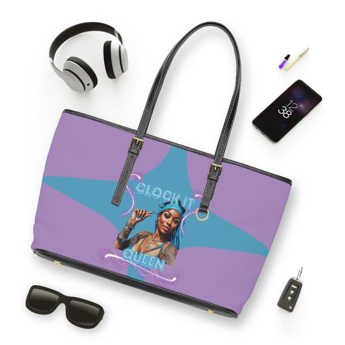 “Clock It” PU Leather Shoulder Purse