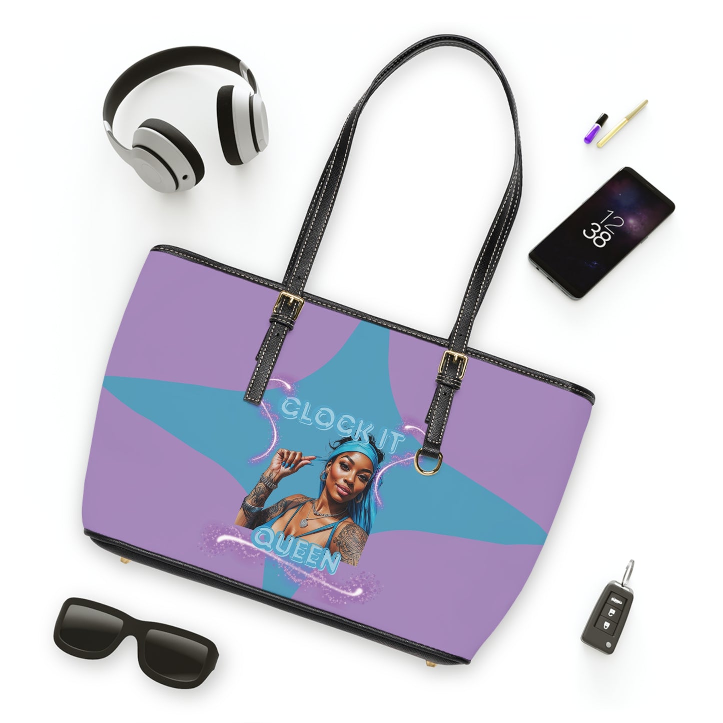 “Clock It” PU Leather Shoulder Purse