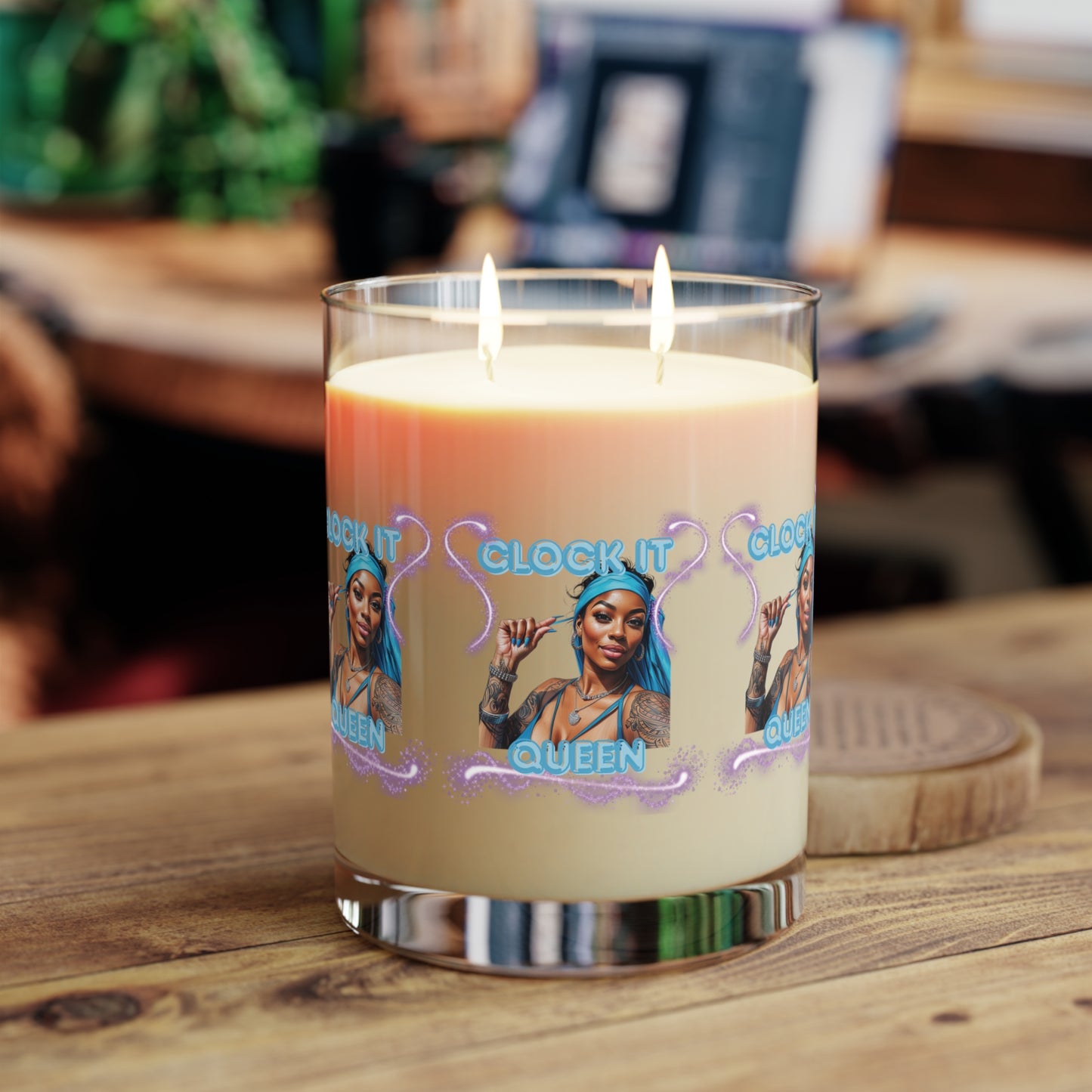 Scented Candle — "Clock It, Queen" 11oz Glass Candle