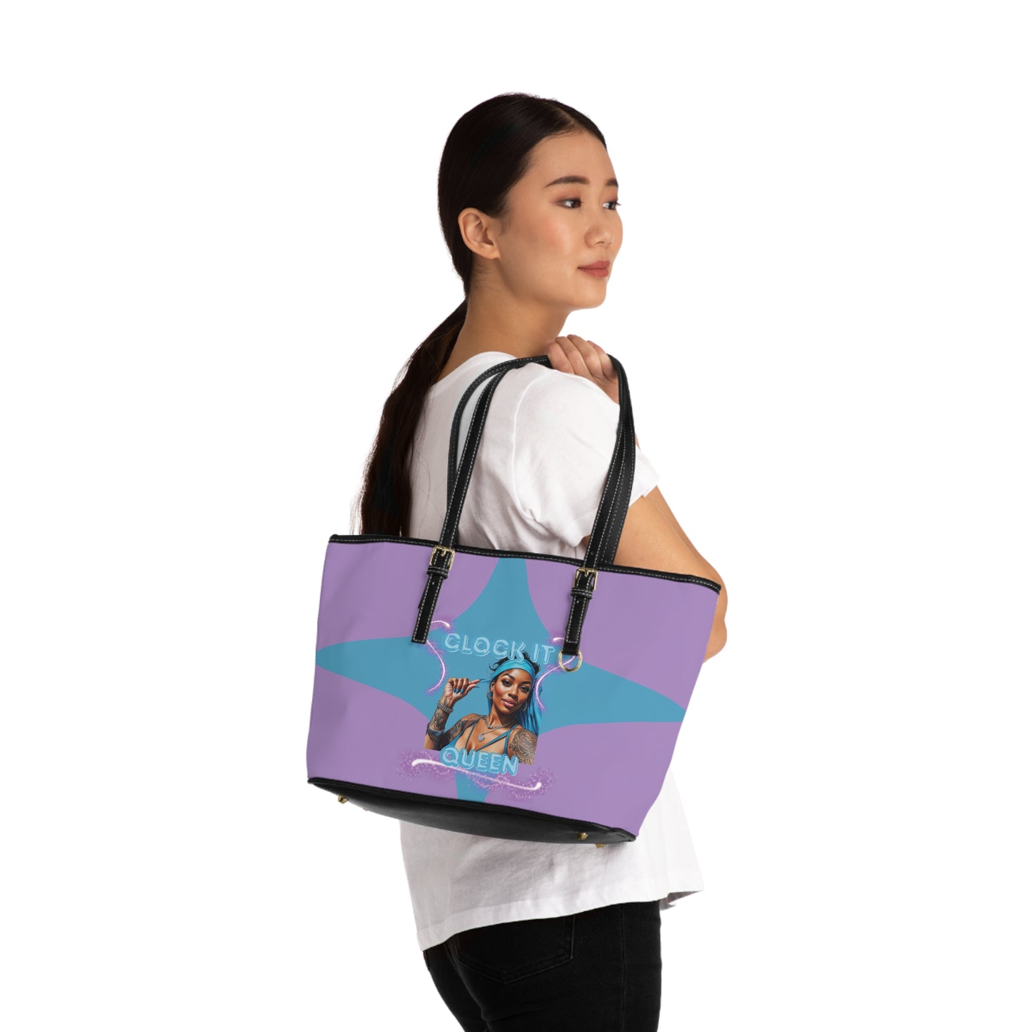 “Clock It” PU Leather Shoulder Purse