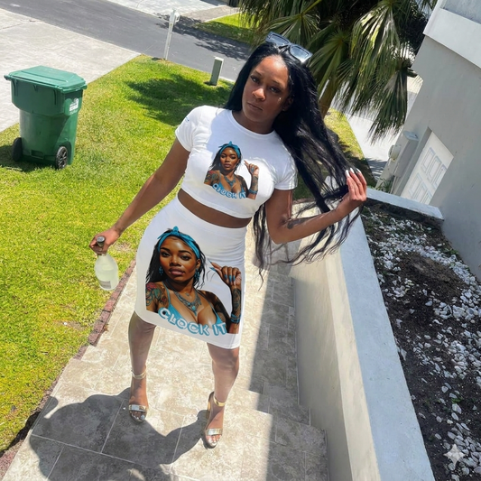 "Clock It" Graphic Pencil Skirt