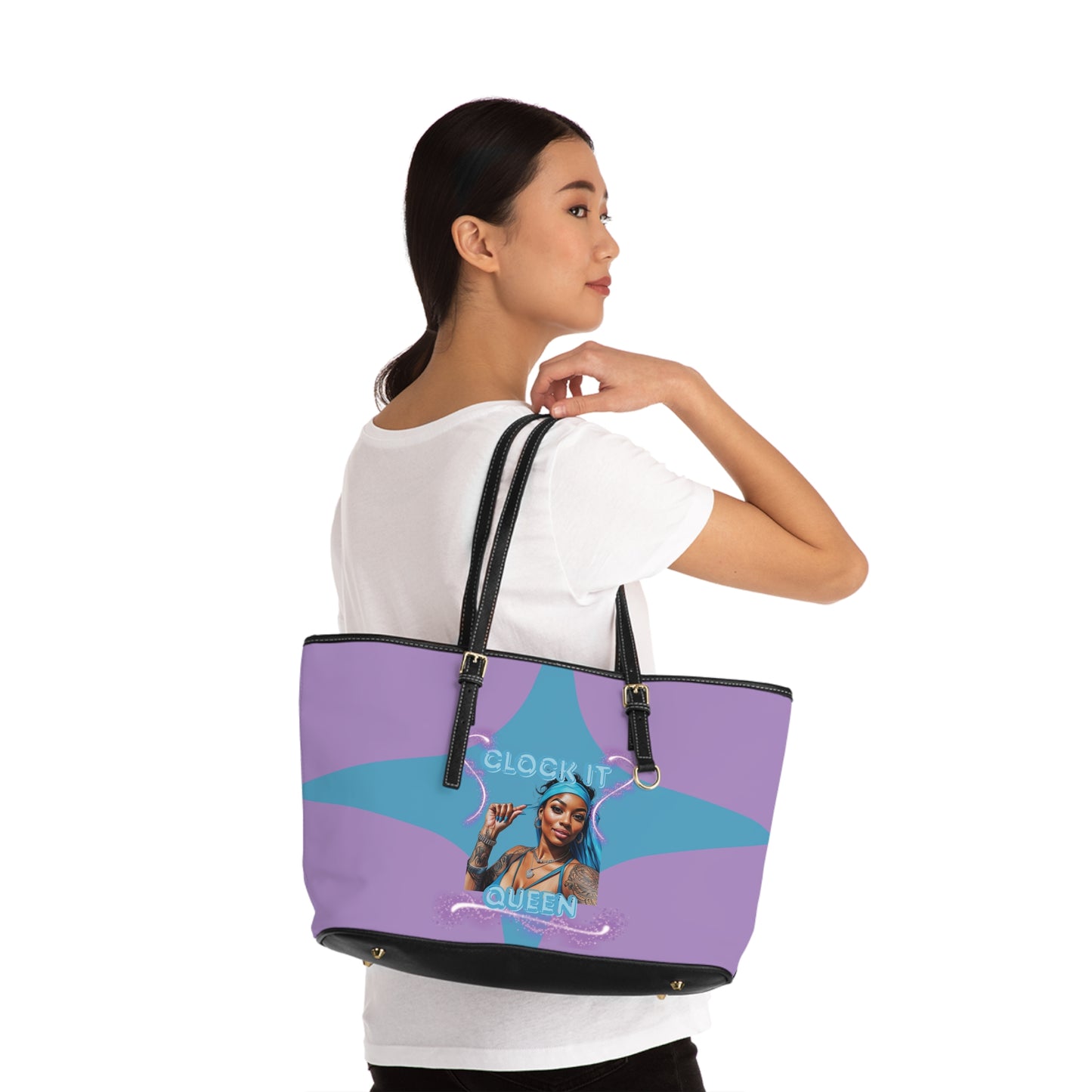 “Clock It” PU Leather Shoulder Purse