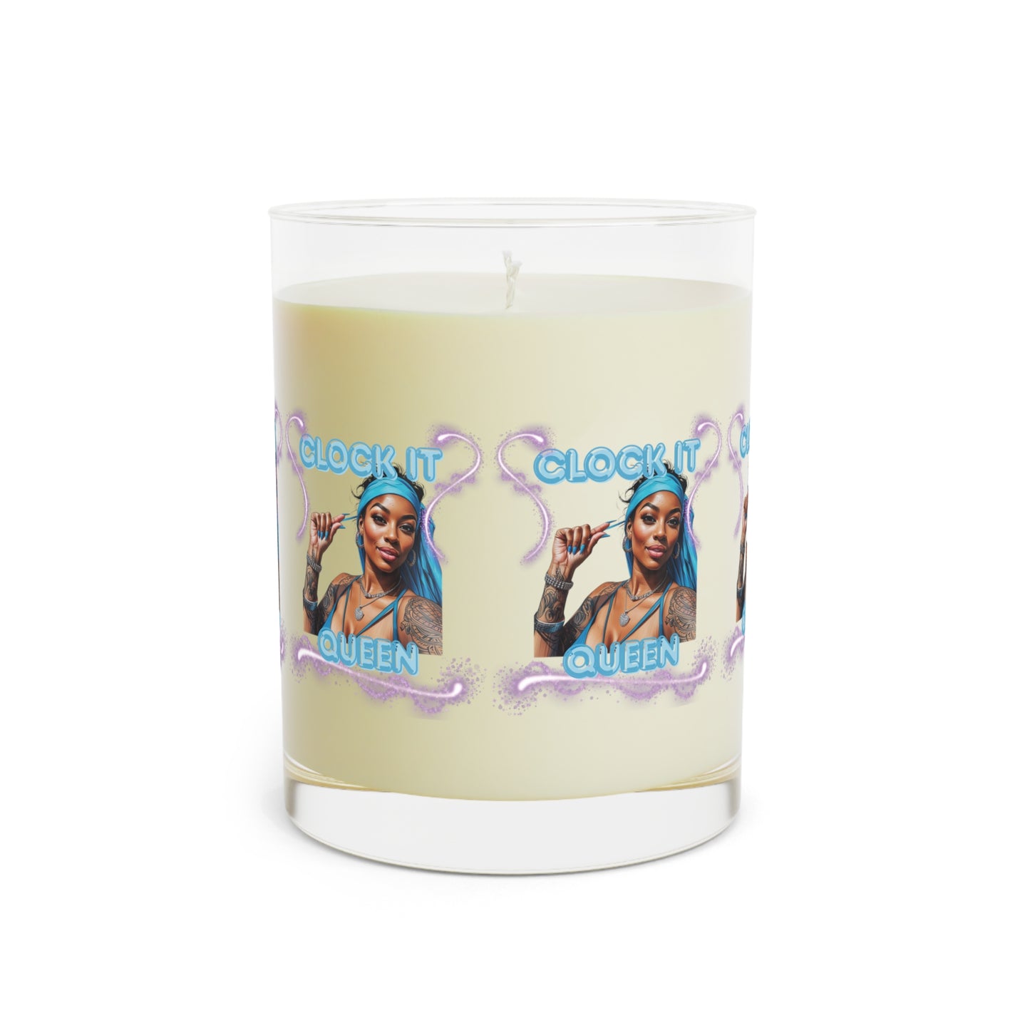 Scented Candle — "Clock It, Queen" 11oz Glass Candle