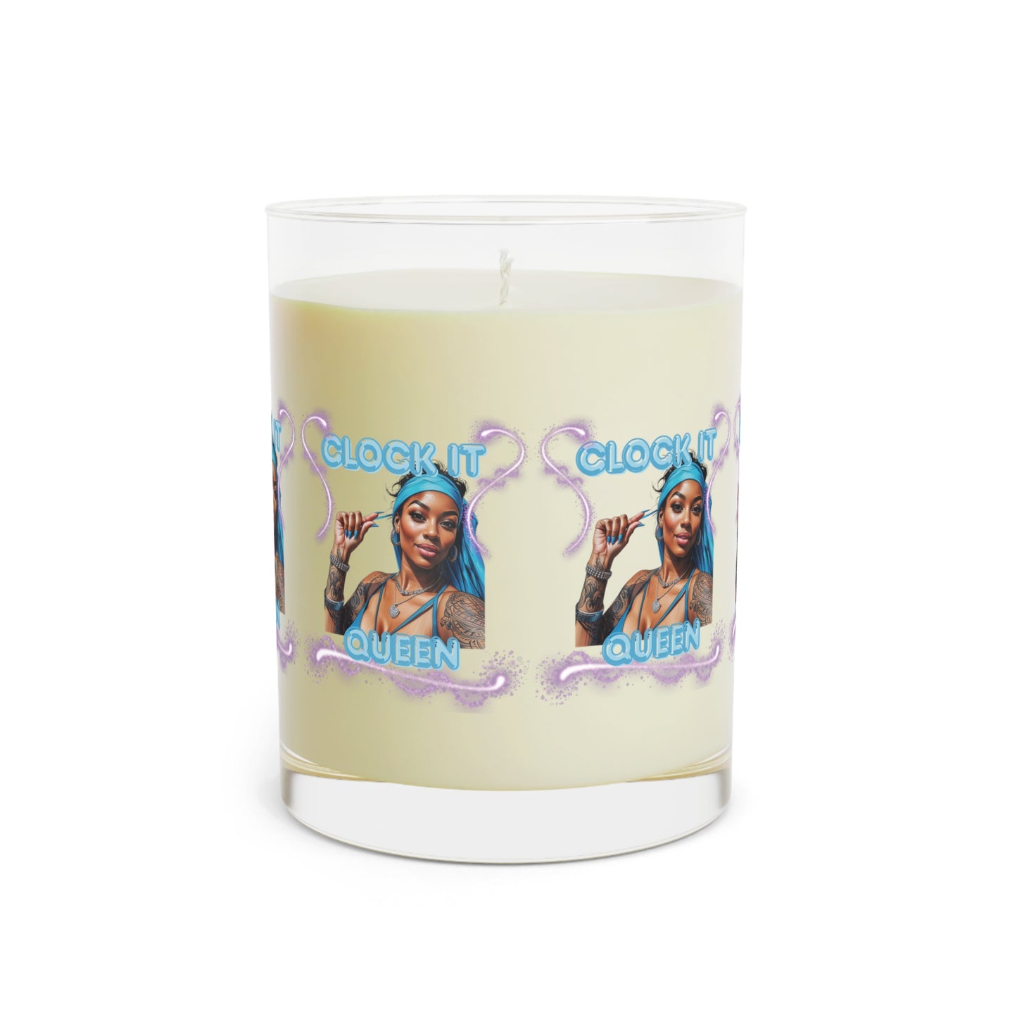 Scented Candle — "Clock It, Queen" 11oz Glass Candle